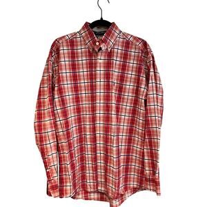 George Strait Wrangler Shirt Vintage Cowboy Cut Red Plaid Button Up Shirt Size L